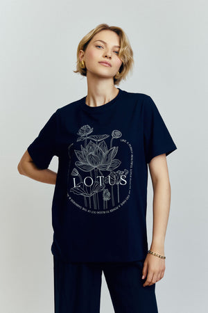 Lotus Navy T-shirt
